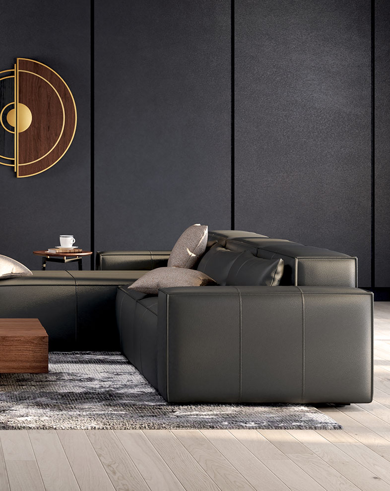 Lowya brand Sofa ,Seats Leather, Black | ofa.sg